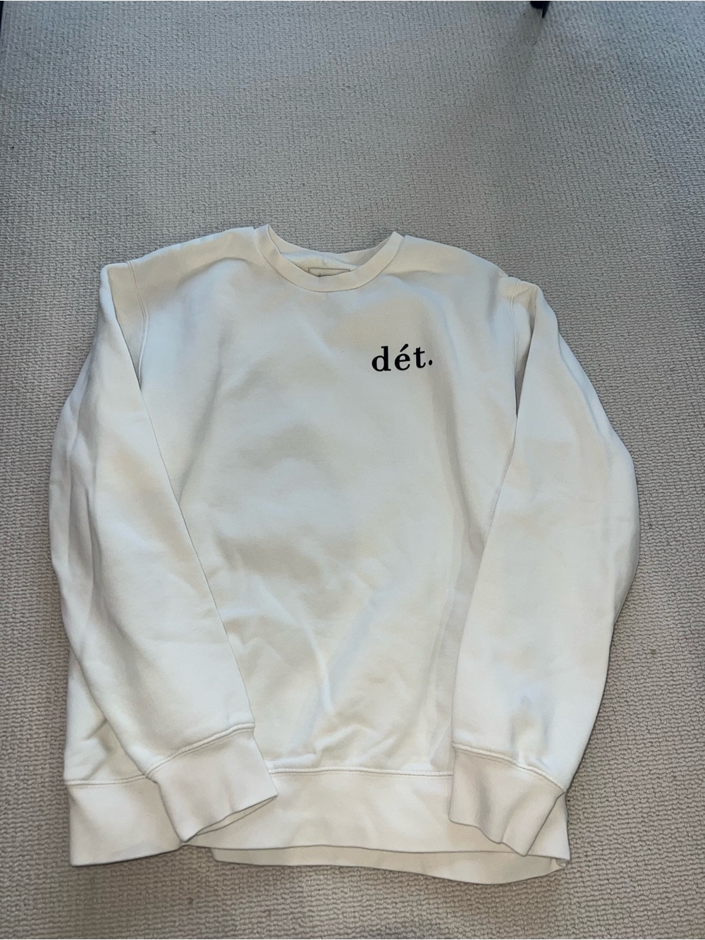 Men's White Crewneck Sweatshirt with Minimal 'dét.' Logo